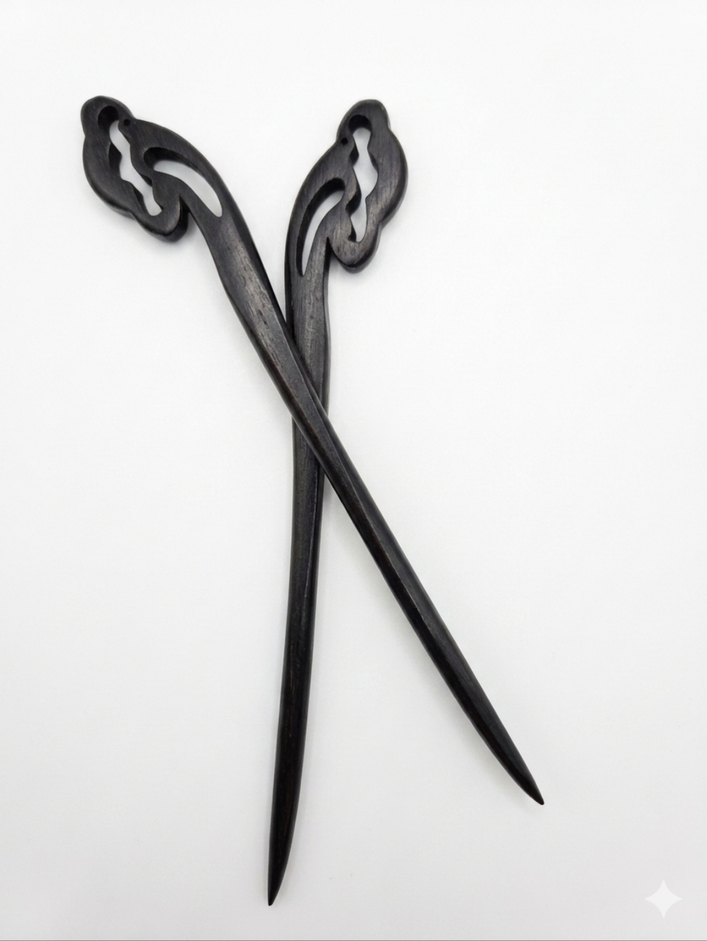 NEW Asian Style Handcrafted Black Wooden Hair Sticks (0013)